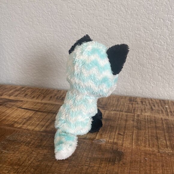 TY Beanie Boos ATLAS Fox Aqua White Plush TySilk Small 6"  Blue Sparkle Eyes - Picture 4 of 7